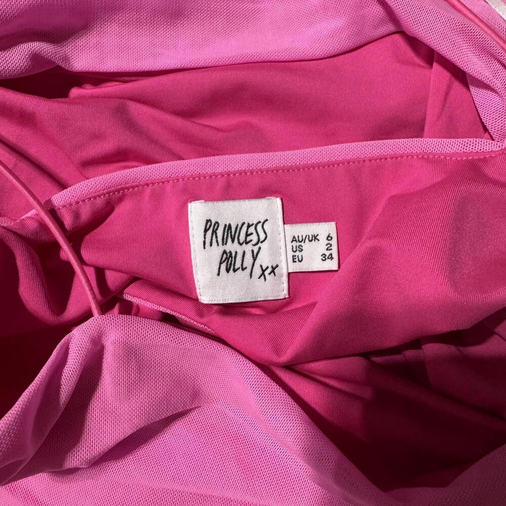 Princess Polly Hot Pink Mesh Open Back Party Mini Dress, Size 2, Valentines Day - Picture 3 of 3